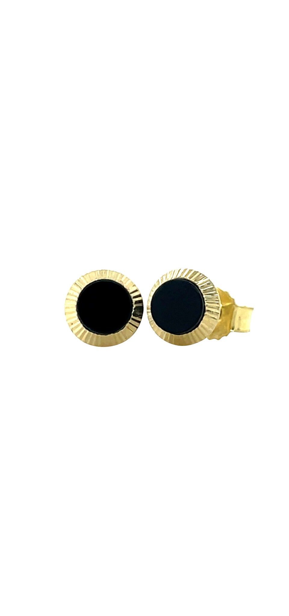 Vintage 14K Gold Stud Earrings with Onyx